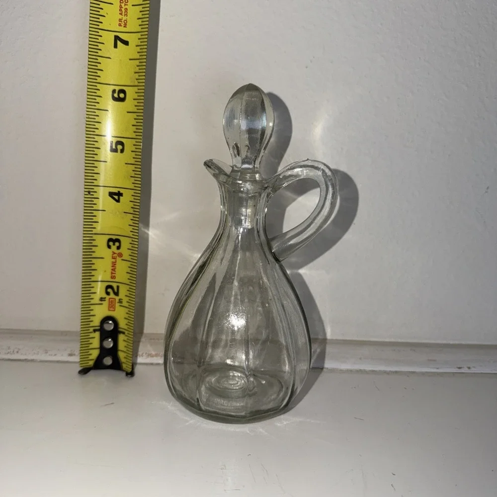 VTG Clear Glass Oil‎ or Vinegar Cruet Bottle with Glass Stopper